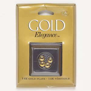 Bead, copper, pkg/4, 5x3mm corrugated saucer, gold plate.