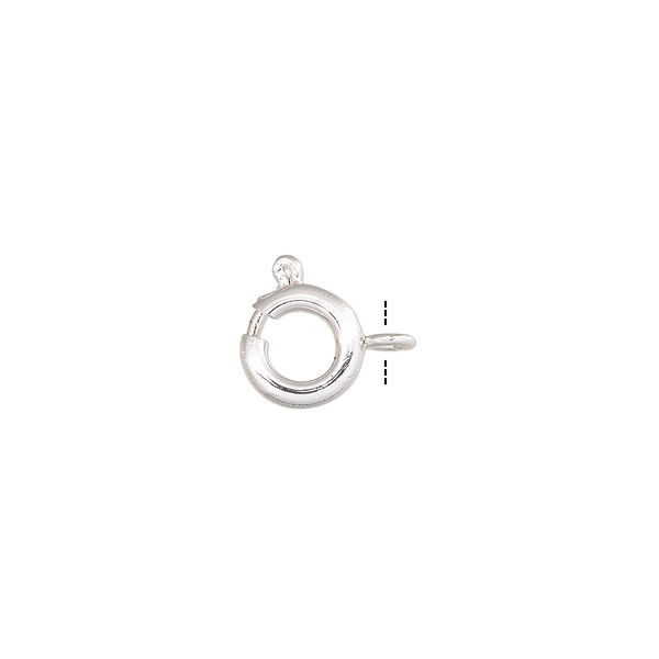 Clasp, springring, silver-plated brass, 7mm. Sold per pkg of 10. image number 0