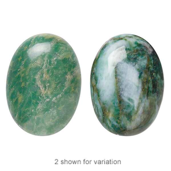 Cabochon, African "jade" (quartz) (natural), 30x22mm calibrated oval, B grade, Mohs hardness 7. Sold individually. image number 0