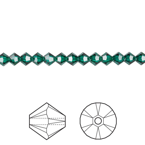 Bead 48pk emerald, Crystal Passions® 4mm bicone 5328 image number 0