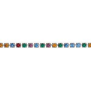 Cupchain, VINTAGE Crystal™, imitation rhodium-plated brass and crystal, mixed colors, 2.2mm round. Sold per pkg of 1 meter.