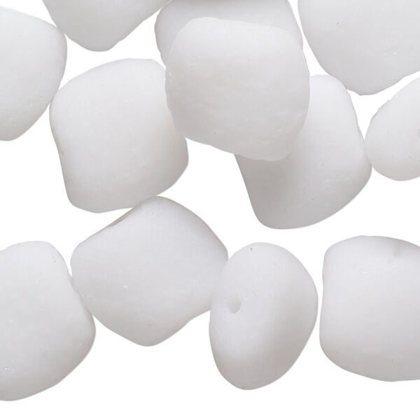 Bead, glass, opaque white, 15x13mm-15x14mm freeform. Sold per 2-ounce pkg, approximately 20 beads. image number 0