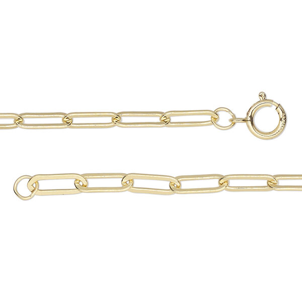 Chain, 14Kt gold-filled, 3mm textured paperclip, 20-inches with springing clasp. Sold individually. image number 0