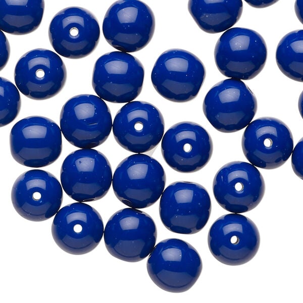 Bead 1pkg50, Czech glass druk, opaque dark blue, 8mm round. image number 0
