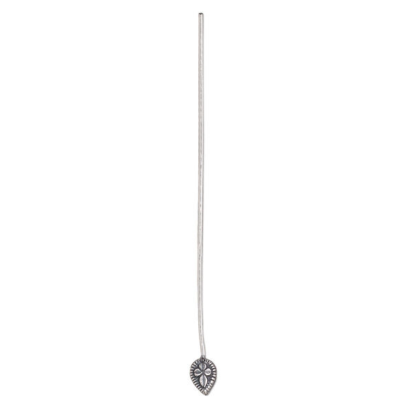 Head pin, sterling silver, 2-1/2 inches with 7x5mm fancy teardrop, 21 gauge. Sold per pkg of 6. image number 0
