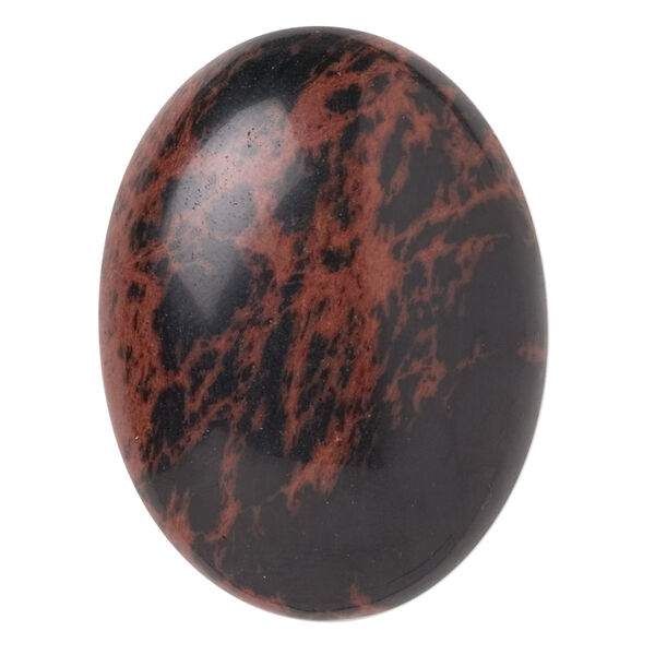 Cabochon, mahogany obsidian (natural), 40x30mm calibrated oval, B grade, Mohs hardness 5 to 5-1/2. Sold individually. image number 0