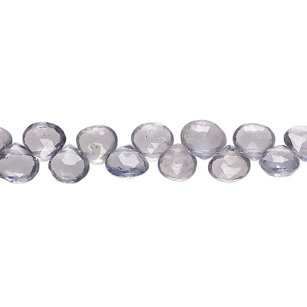 Bead, iolite (natural), light, 6x5mm-7x6mm hand-cut top-drilled faceted puffed teardrop, B grade, Mohs hardness 7 to 7-1/2. Sold per 8-inch strand, approximately 50 beads. image number 0
