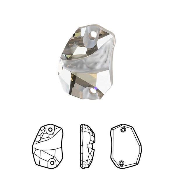 Sew-on 1pk crystal silver shade foil back, Crystal Passions® 19x13mm divine rock 3257 image number 0
