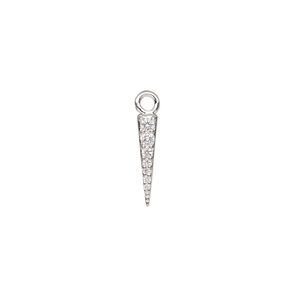 Drop, sterling silver and cubic zirconia, clear, 13x3mm spike. Sold individually.
