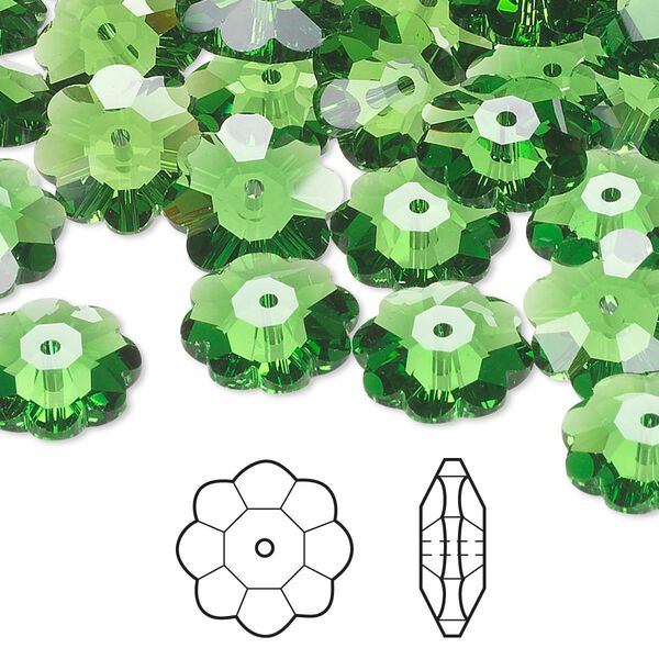 Margarita flower 12pk fern green, Crystal Passions® 12x4mm 3700 image number 0