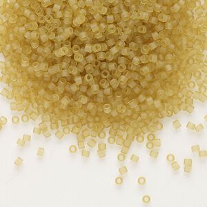 Seed bead, Delica®, glass, pkg/50g, #11 round, translucent matte saffron light topaz (DB-0771).