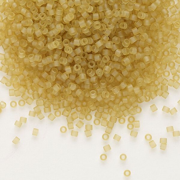 Seed bead, Delica®, glass, pkg/50g, #11 round, translucent matte saffron light topaz (DB-0771). image number 0