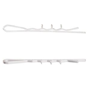 Hair clip, silver-plated steel, 2-1/4 inches with 3 closed loops. Sold per pkg of 10.