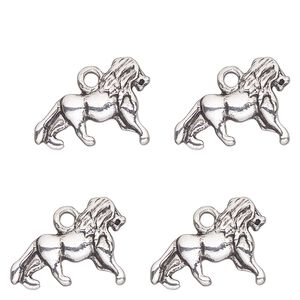 Charm, antique silver-finished "pewter" (zinc-based alloy) , 18x12mm single-sided lion. Sold per pkg of 4.
