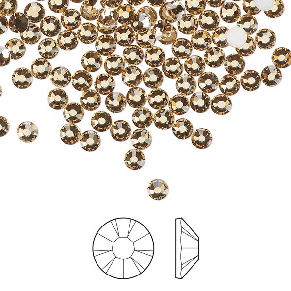 Flat back 144pk light Colorado topaz foil back, Preciosa MAXIMA Czech crystal rhinestone 3-3.2mm chaton rose round SS12 image number 0