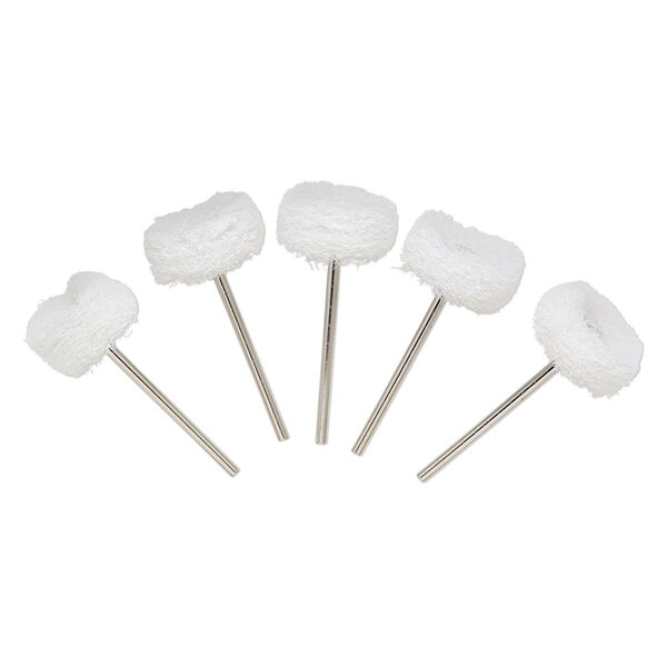 Fiber wheel, steel and nylon, white, extra fine, 1-3/4 inch with 3/32 inch mandrel diameter and 7/8 inch head. Sold per pkg of 5. image number 0