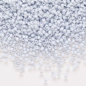 Seed bead, Delica®, glass, pkg/250g, #11 round, opaque glazed luster light grey (DB-0209-1).