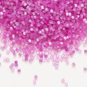 Seed bead, Delica®, glass, pkg/7.5g, #11 round, opaque silk satin inside dyed color fuchsia (DB-1808).