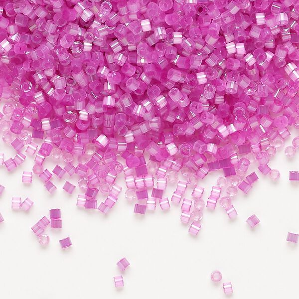 Seed bead, Delica®, glass, pkg/7.5g, #11 round, opaque silk satin inside dyed color fuchsia (DB-1808). image number 0