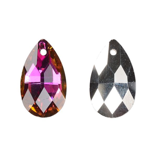 Drop, glass, opaque clear sunset, 22x13mm teardrop. Sold per pkg of 8. image number 0