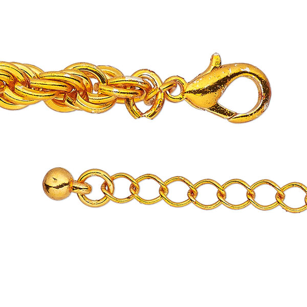Chain, anodized steel and brass, orange, 6mm French rope, 24 inches with 1-inch extender chain and lobster claw clasp. Sold individually. image number 0