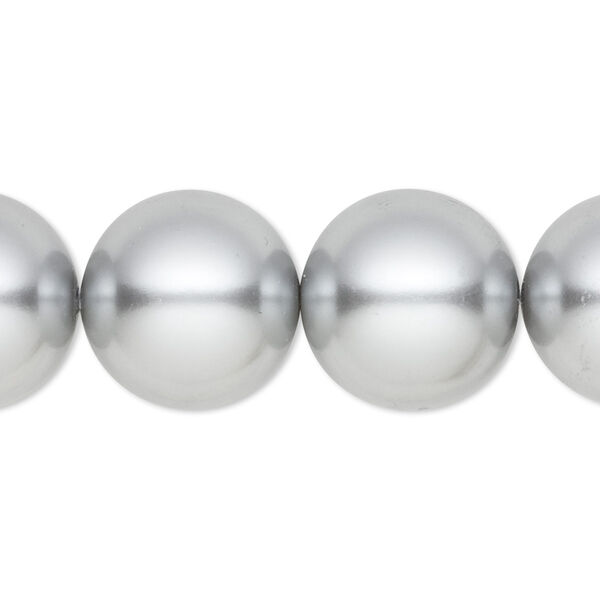 Bead, crystal pearl, silver, 16mm round. Sold per 15-1/2" to 16" strand, approximately 25 beads. image number 0