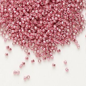 Seed bead, Delica®, glass, pkg/50g, #11 round, opaque galvanized pink (DB-0420).