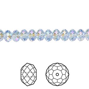 Bead 144pk light sapphire shimmer 2X, Crystal Passions® 6x4mm rondelle 5040