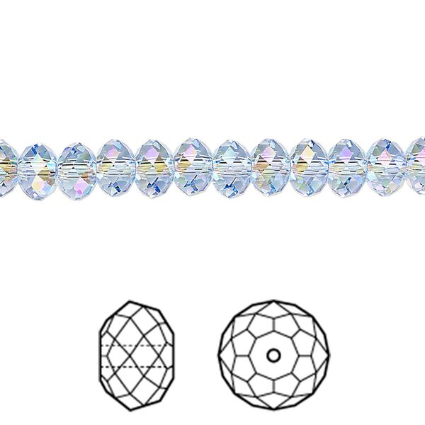 Bead 144pk light sapphire shimmer 2X, Crystal Passions® 6x4mm rondelle 5040 image number 0