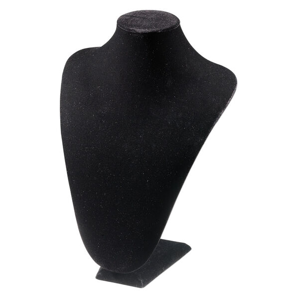 Display, necklace, velveteen, black, 12 x 9 x 4-1/4 inches. Sold individually. image number 0