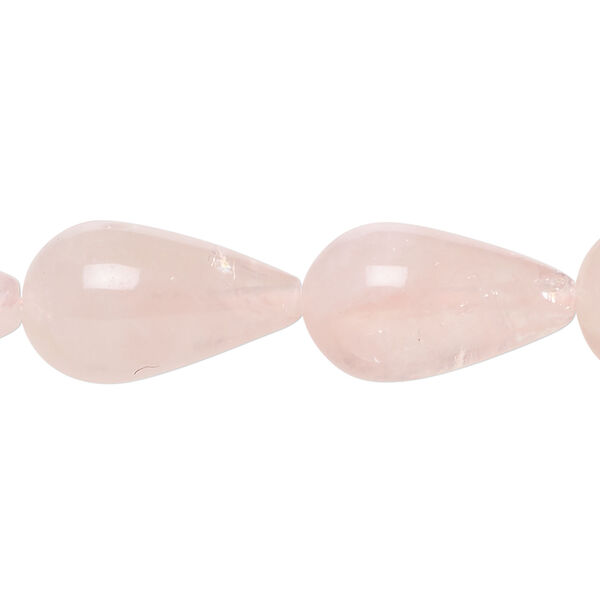 Rose quartz 1pkg1, teardrop bead natural, 15 inch 20x12mm-21x13mm image number 0