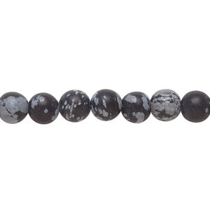 Snowflake obsidian 1pkg1, matte round bead natural 8 inch 6mm