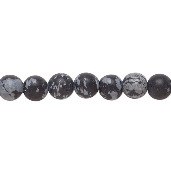 Snowflake obsidian 1pkg1, matte round bead natural 8 inch 6mm image number 0
