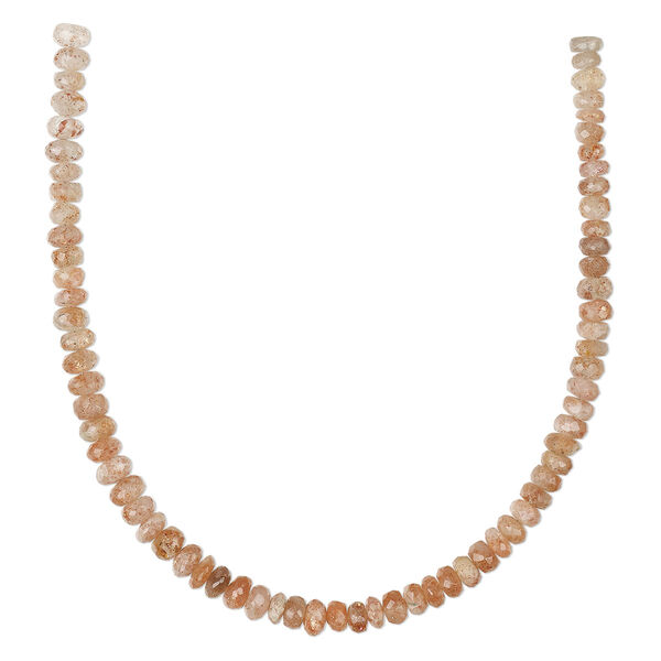 Bead, sunstone (natural), shaded, 5x2mm-6x3mm hand-cut faceted rondelle, B+ grade, Mohs hardness 6 to 6-1/2. Sold per 8-inch strand, approximately 65 beads. image number 0