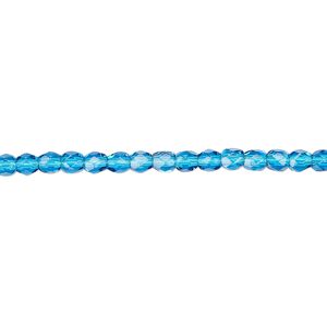 Bead, Czech fire-polished glass, dark aqua, 3mm faceted round. Sold per pkg of 1,200 (1 mass).