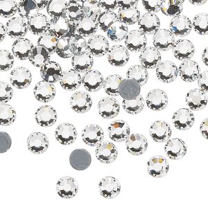 Flat back, Dance With Me™ crystal hotfix rhinestone, crystal clear, foil back, 4.6-4.8mm rose, SS20. Sold per pkg of 144 (1 gross).