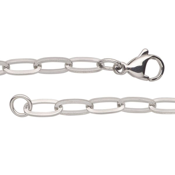 Chain, stainless steel, 4.8mm paperclip, 20 inches with lobster claw clasp. Sold individually. image number 0