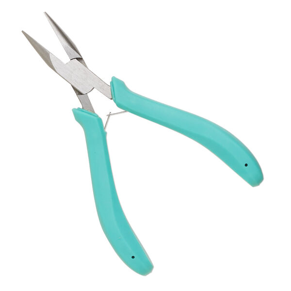 Pliers, chain-nose, alloyed steel and thermoplastic rubber, ergonomic handle, teal, 5 inches. Sold individually. image number 0