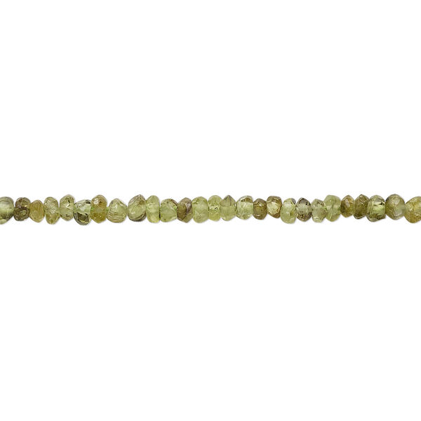 Peridot 1pkg1, hand-cut faceted rondelle bead natural C- grade, 13 inch 2x1mm-4x3mm image number 0