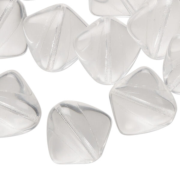Bead, Czech pressed glass,  clear, 17.5x16.5mm puffed diamond. Sold per 2-ounce pkg, approximately 20 beads. image number 0