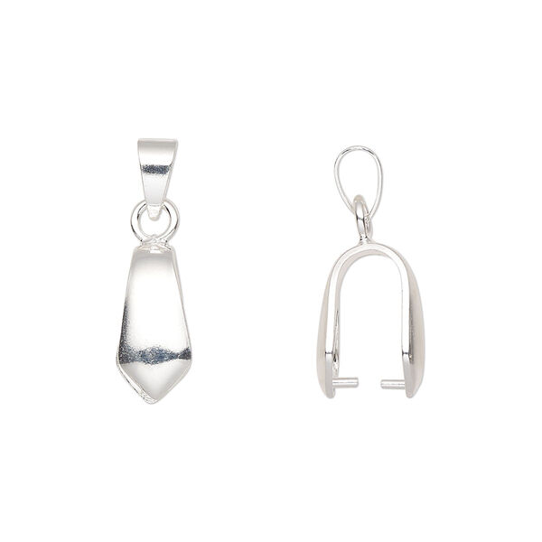 Bail, ice pick, silver-plated brass, 22x6mm with 10mm grip length and soldered bail. Sold per pkg of 20. image number 0