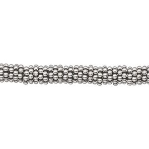 Bead, antiqued sterling silver, 5.5x1.5mm beaded rondelle. Sold per 1-troy ounce pkg, approximately 140-160 beads.