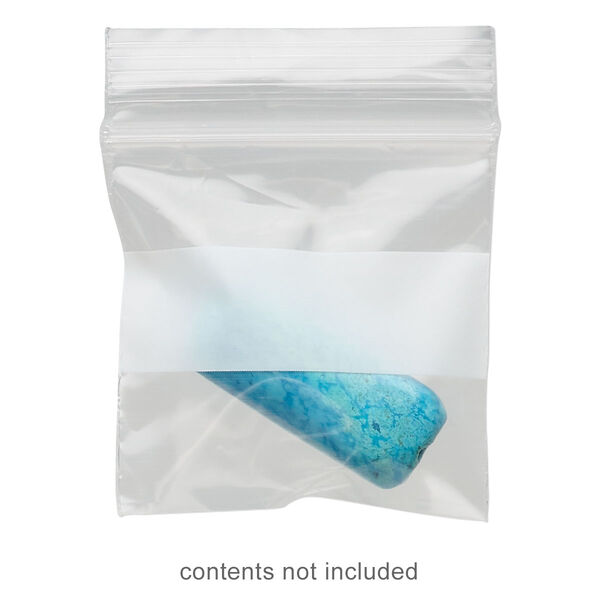 Bag, Tite-Lip™, plastic, clear and white, 1-1/2 inch top zip with block. Sold per pkg of 100. image number 0
