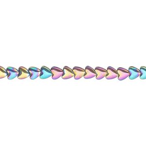 Hemalyke™ 1pkg1, electroplated heart bead 15.5-16 inch 4mm
