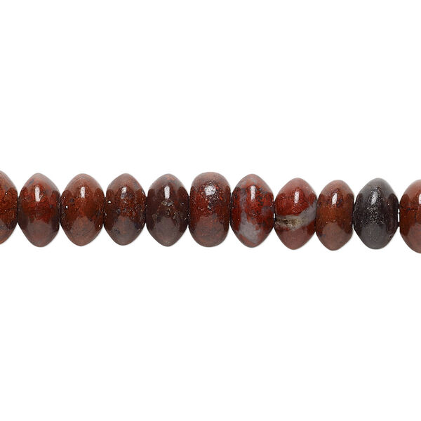 Bead, brecciated jasper (natural), 8x5mm rondelle, B grade, Mohs hardness 6-1/2 to 7. Sold per 15-1/2" to 16" strand. image number 0