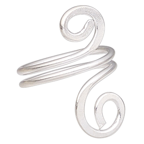 Ring, Hill Tribes, silver-plated brass, 27mm wide with double spiral design, size 7-1/2. Sold individually. image number 0