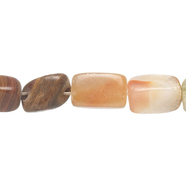Bead, Italian "onyx" (onyx marble) (coated), large to extra-large tumbled pebble, Mohs hardness 3. Sold per 15-inch strand. image number 0