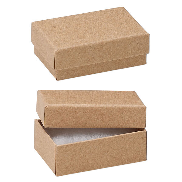 Box, kraft paper, "cotton"-filled, 2-5/8 x 1-1/2 x 1-inch rectangle. Sold per pkg of 10. image number 0