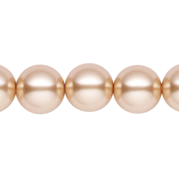 Pearl 1pk champagne, Celestial Crystal® 12mm round 15.5-16 inch image number 0