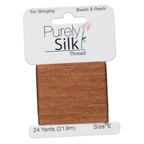 Thread, Purely Silk™, brown, size E. Sold per 24-yard card. image number 0